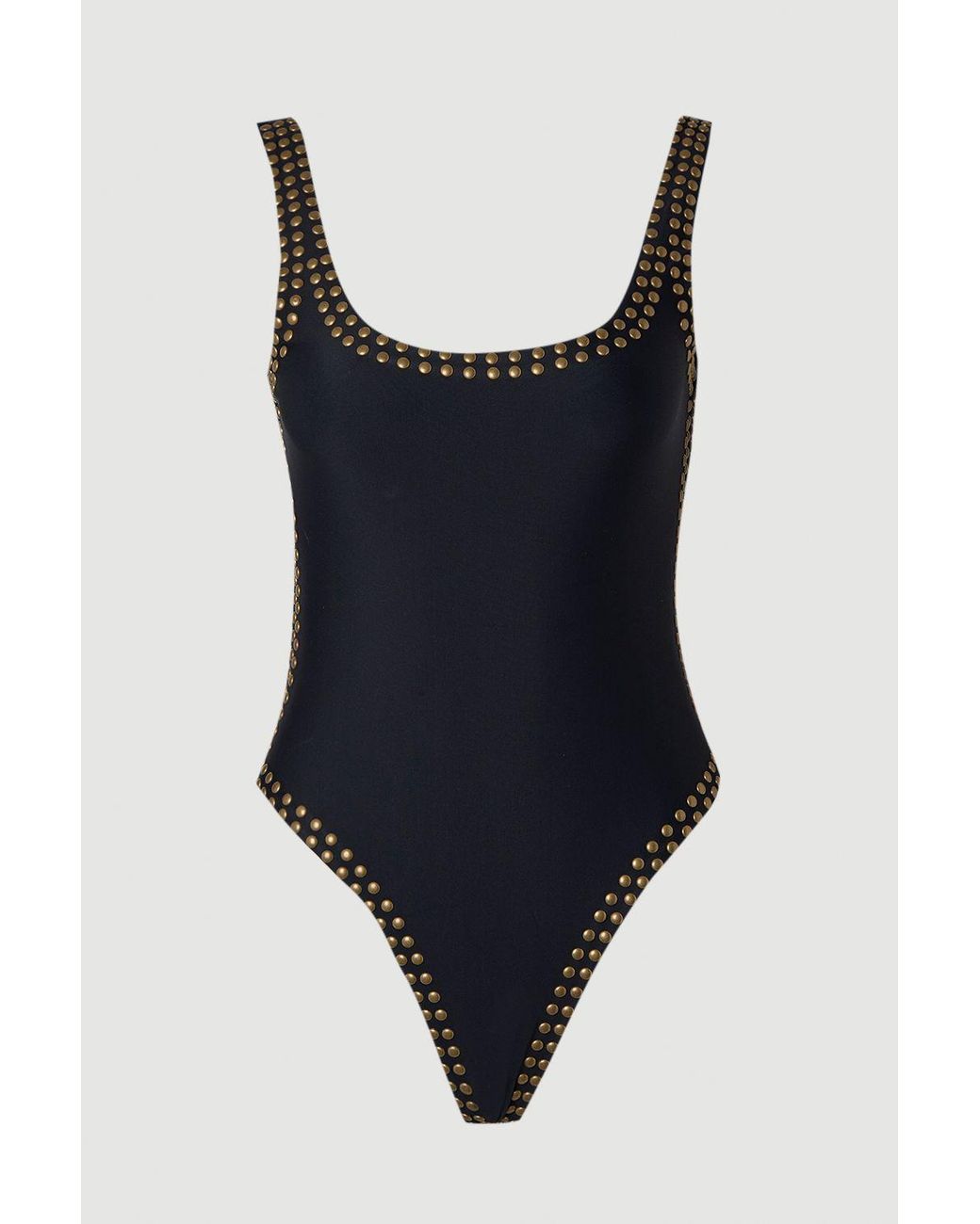 Karen Millen Blue Bronze Studded High Leg Swimsuit