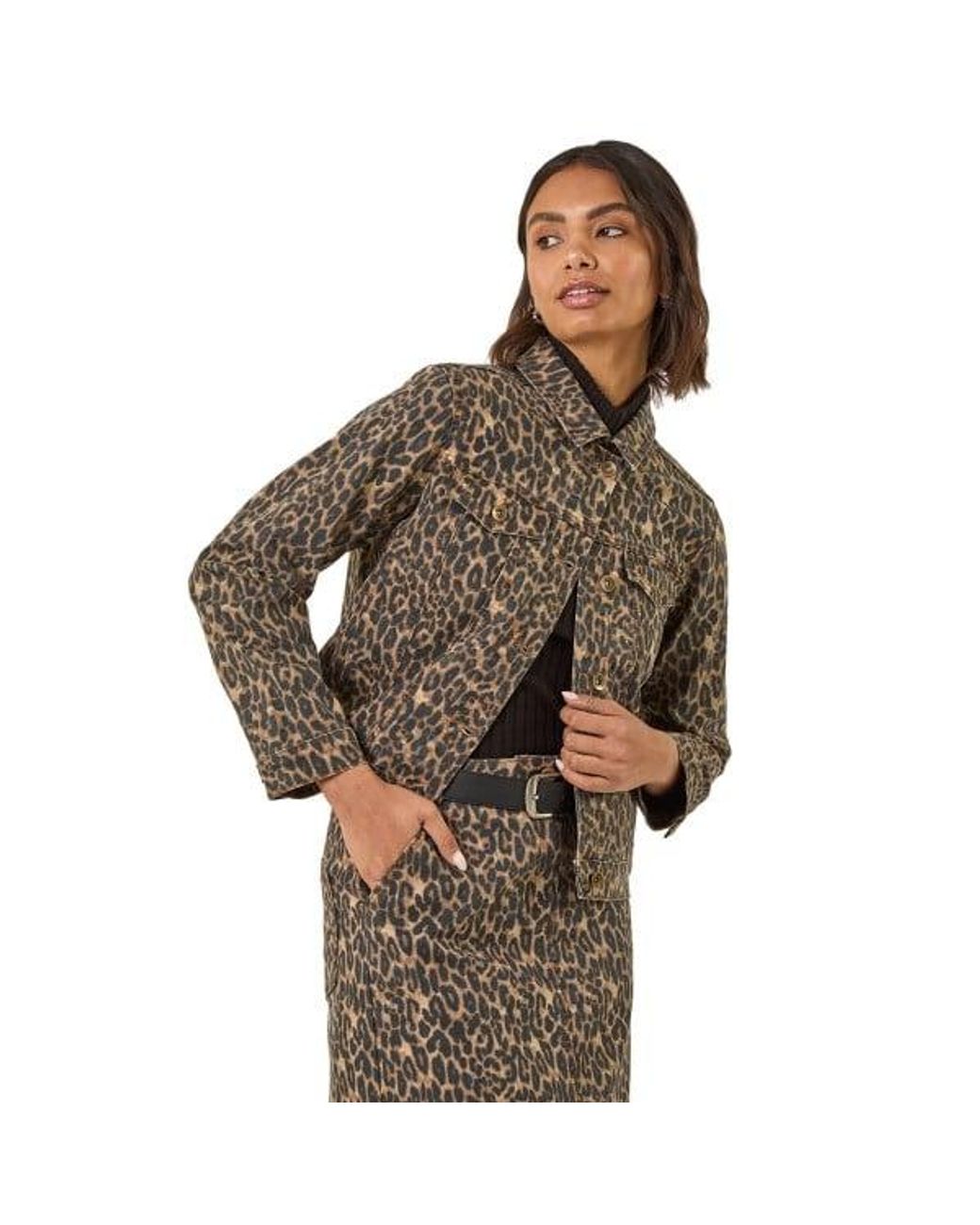 Roman Brown Animal Print Twill Jacket