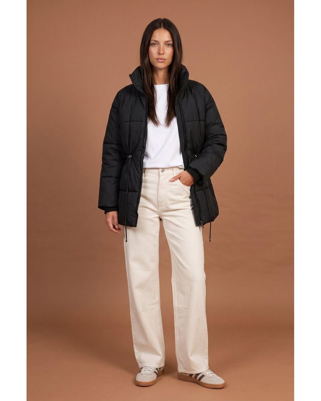 Urban Bliss Blue Waisted Puffer Coat