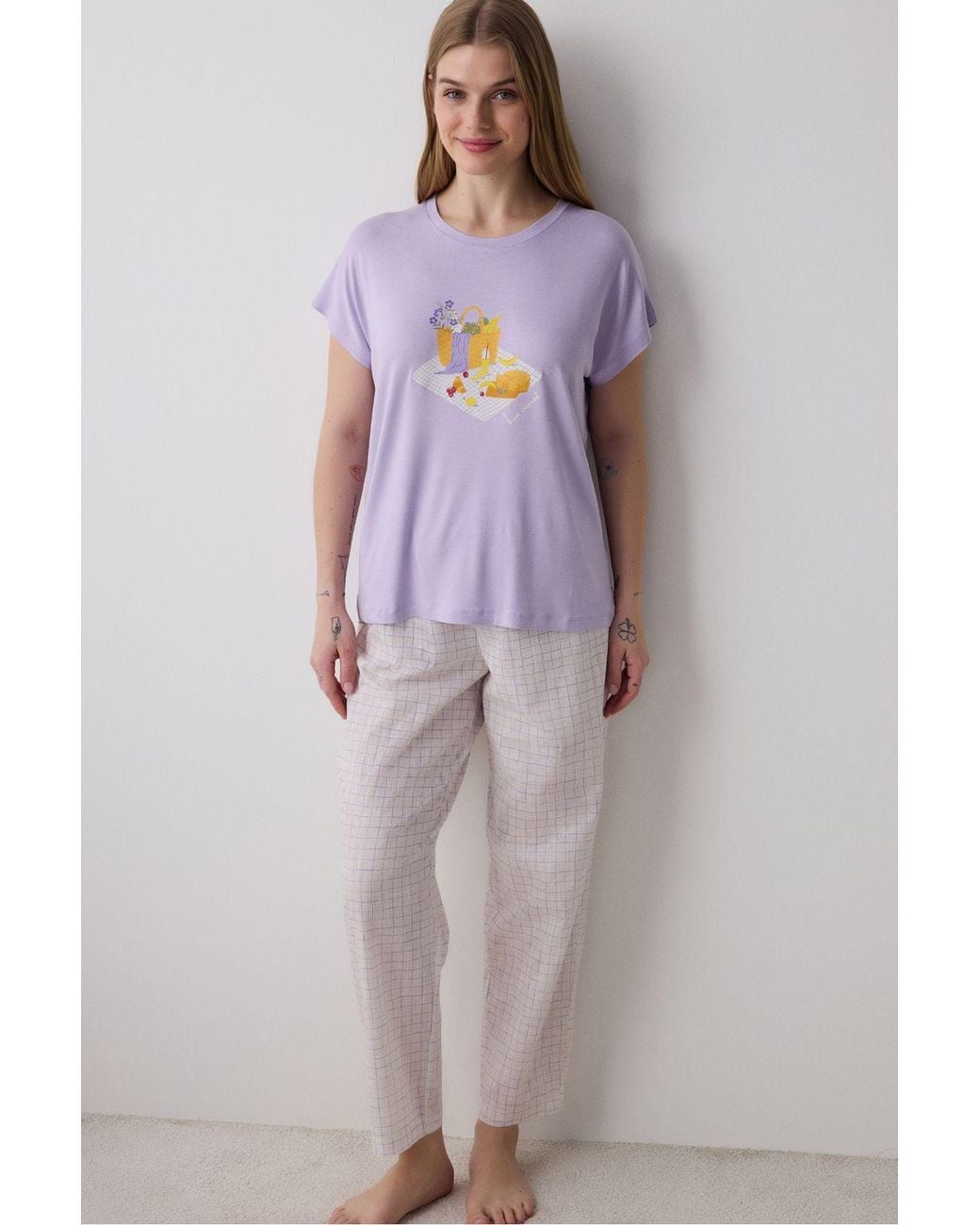 Penti Purple Bon Vivant T-Shirt Pyjama Top