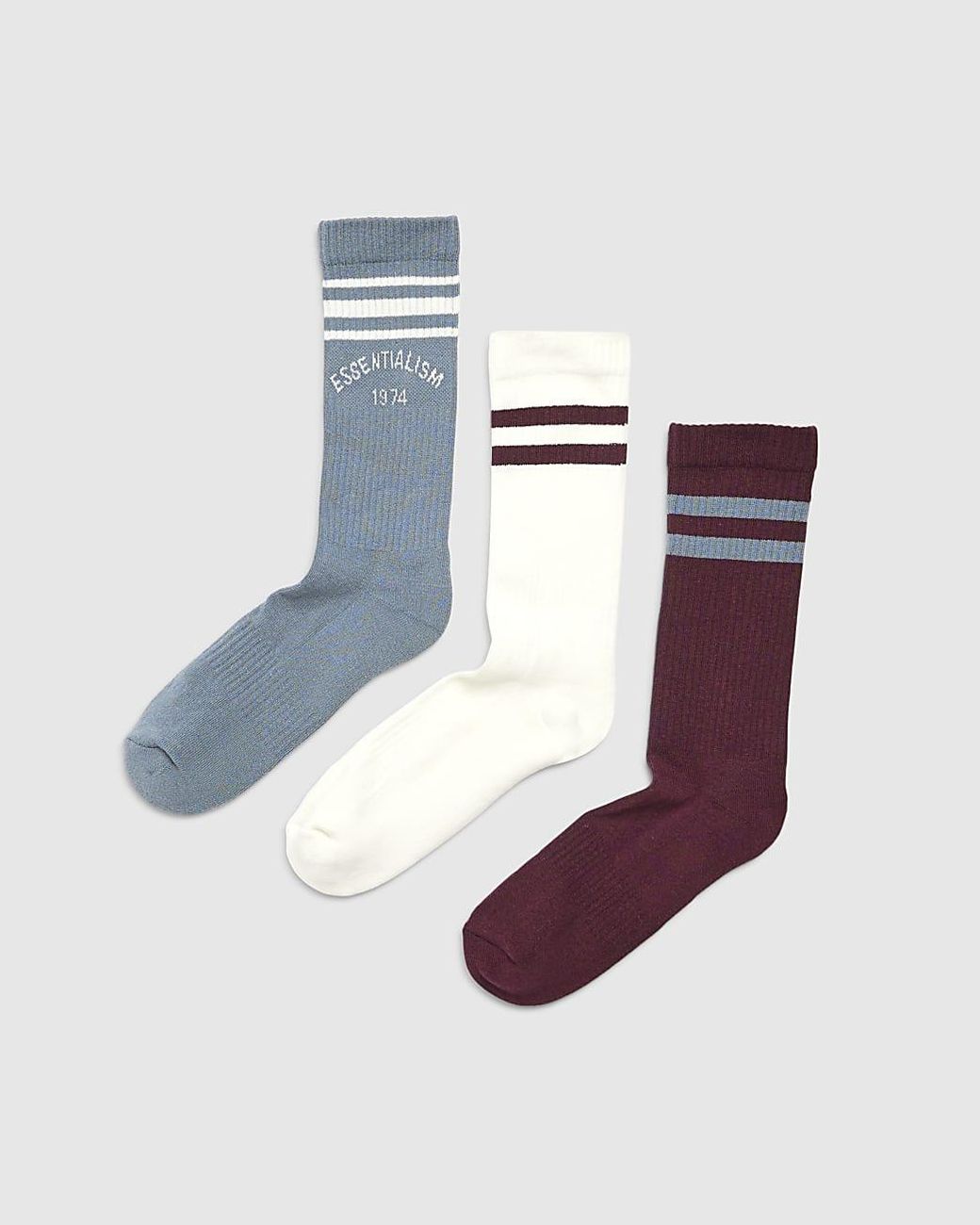 River Island Blue 3 Pack Socks Multi Colour Essentialism for men