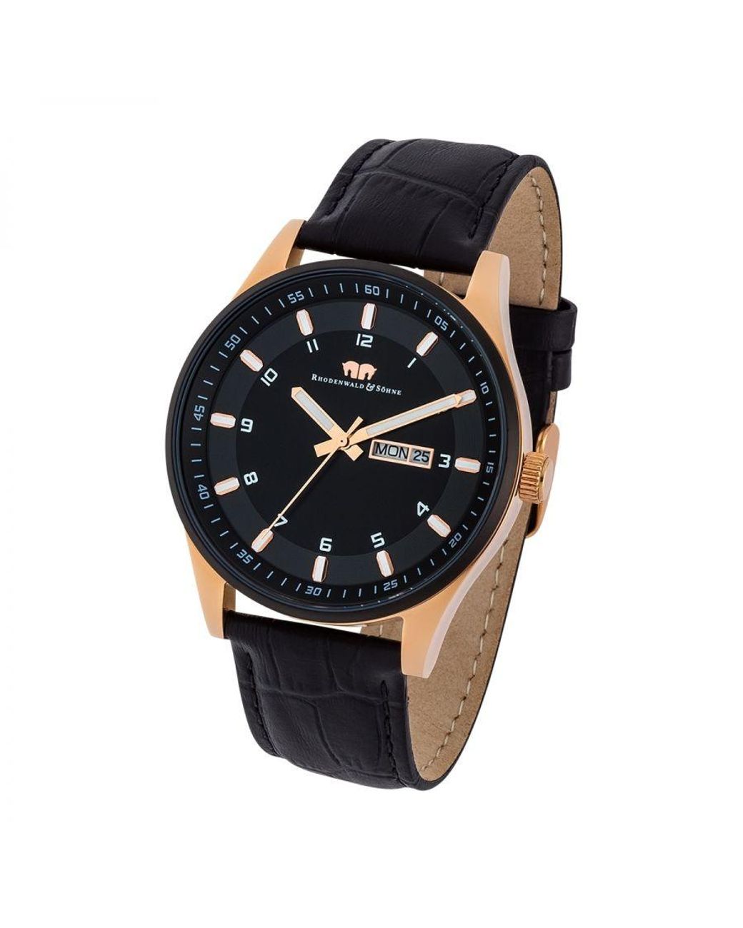 Rhodenwald & Söhne Black Stainless Steel Watch 43Mm for men