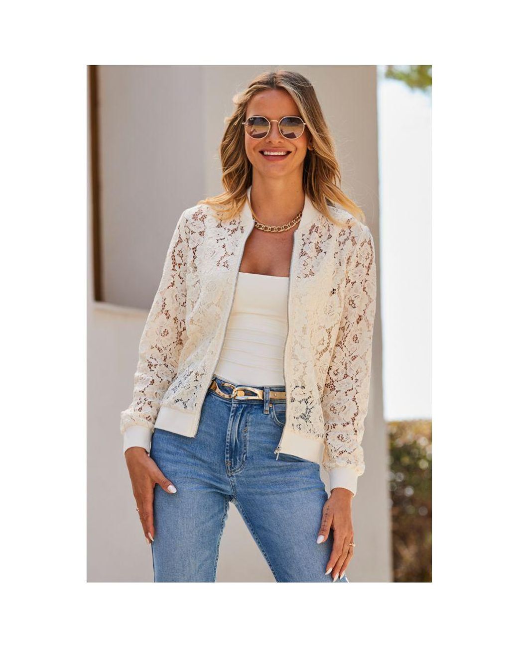 Ivory lace jacket deals