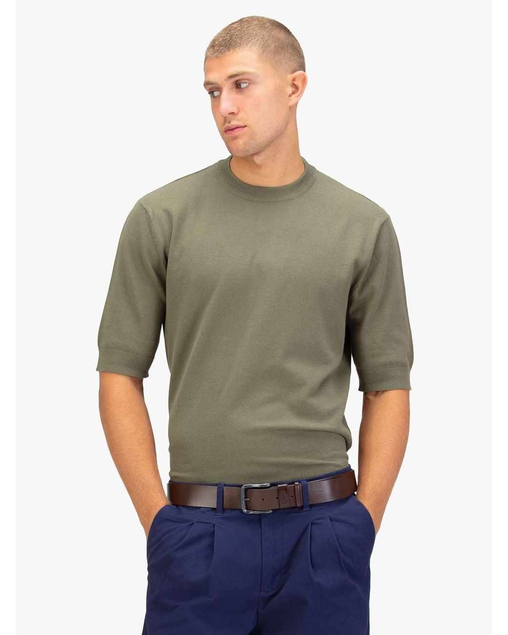 Luke 1977 Green Farrington Knitted T-Shirt for men