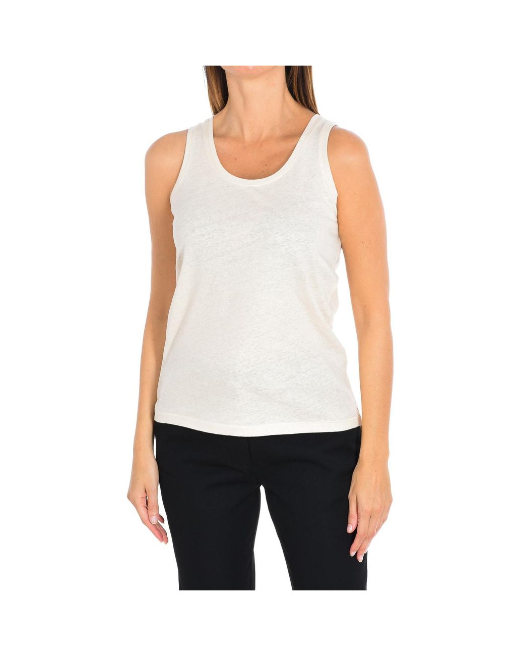 ELEVEN PARIS White Nude Round Neck Tank Top 16S2Ts43