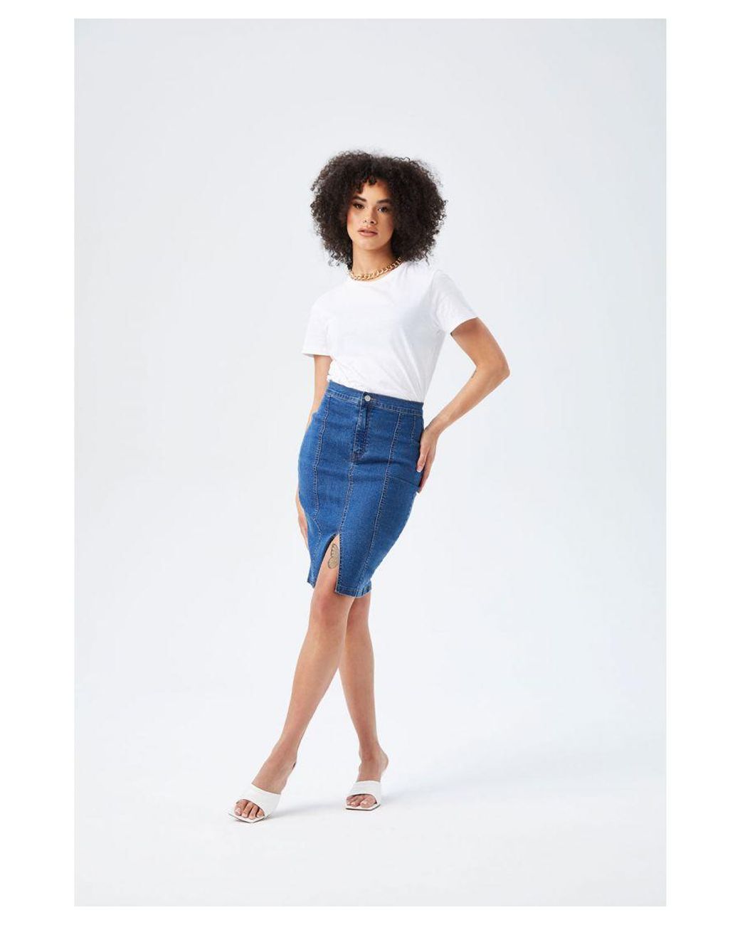 Urban Bliss Blue Mid Pencil Skirt