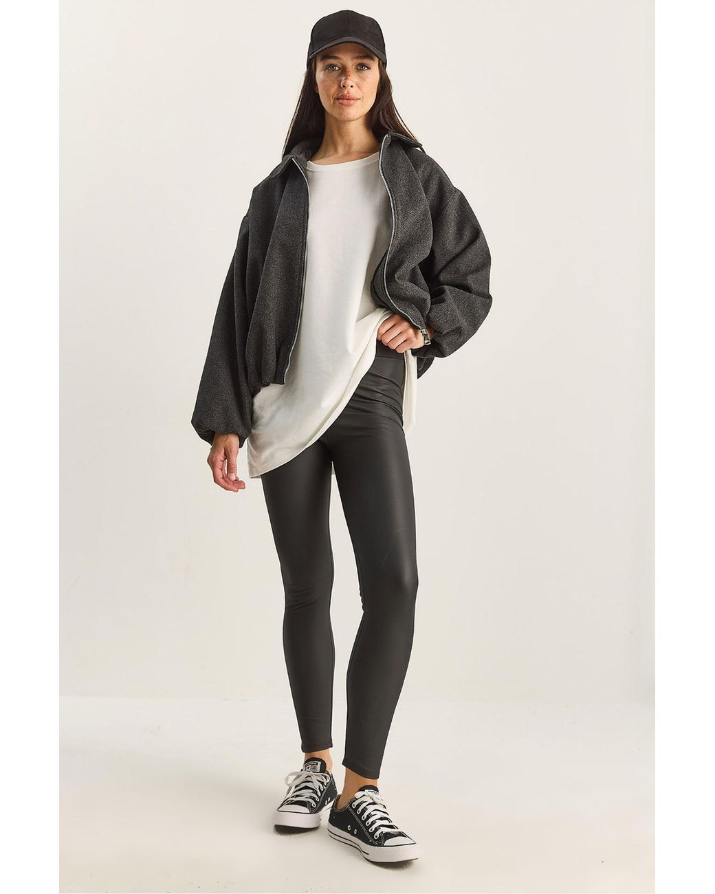 Bianco Lucci Black Faux Leather Legging