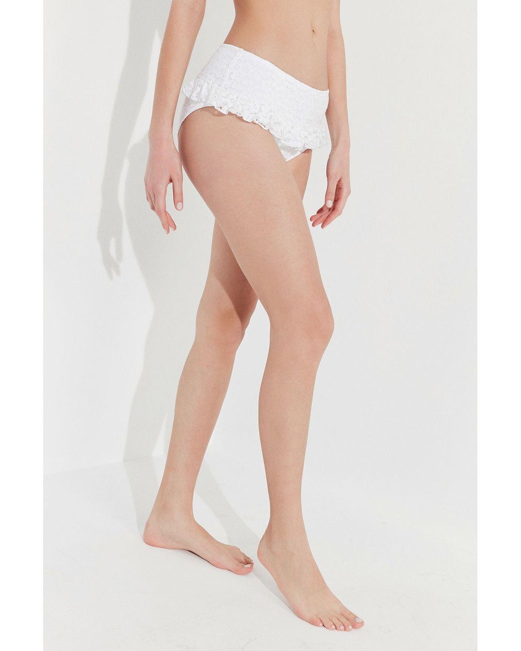 Penti White High-Waist Hipster Bikini Bottoms With Ruffle