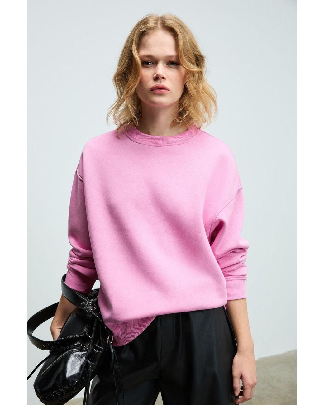 Grimelange Pink Oversized Crew Neck Sweatshirt