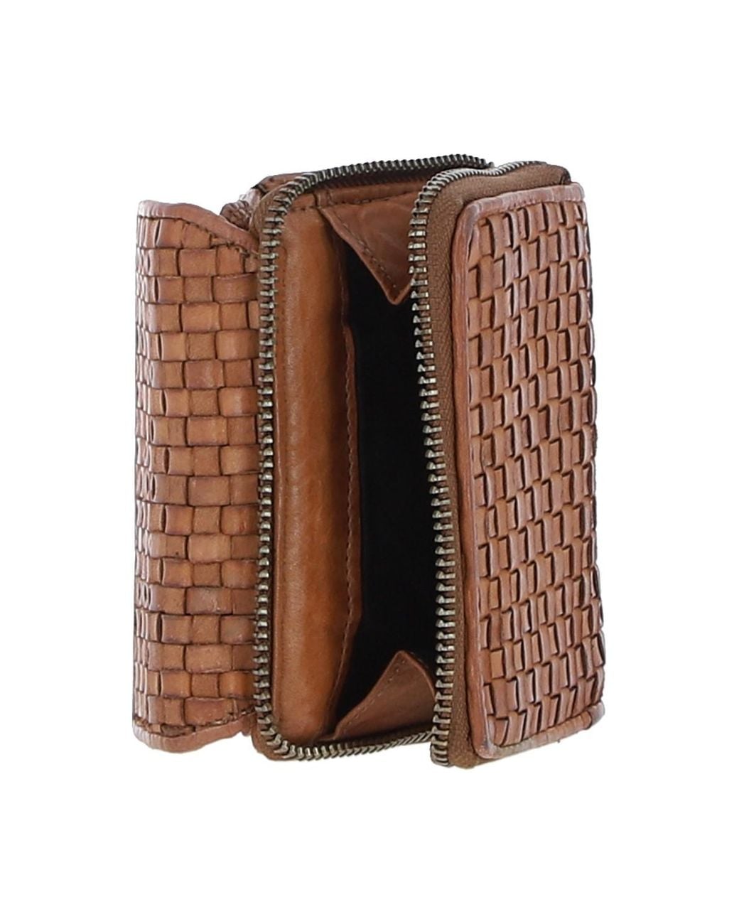 Ashwood Leather Brown Vintage Woven 7 Card Purse