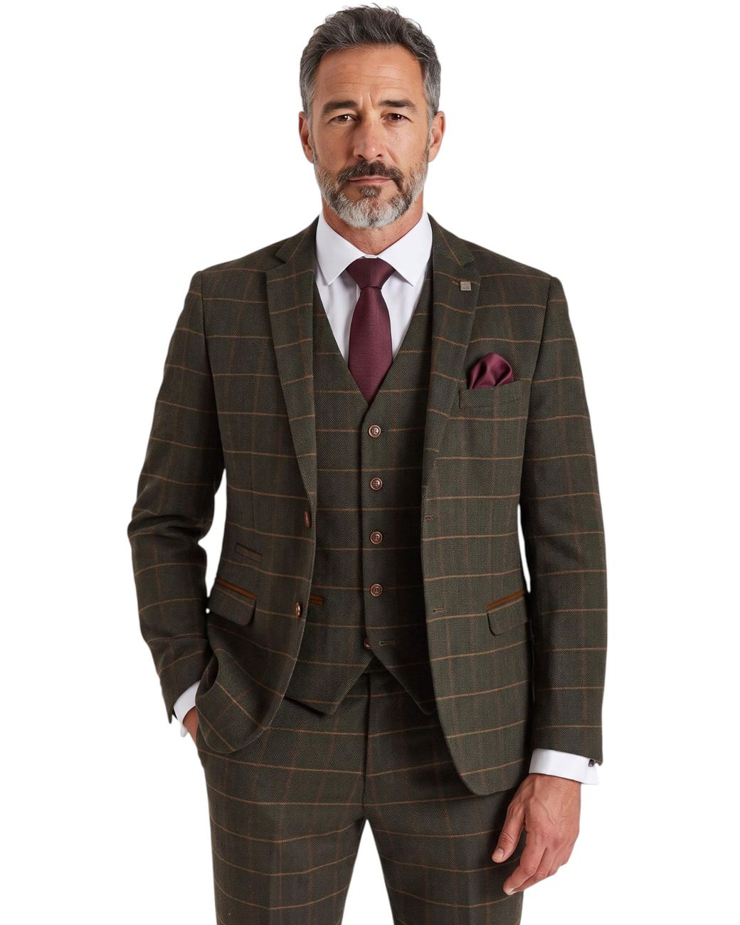 Paul Andrew Black 3 Piece Wool Blend Tweed Suit for men