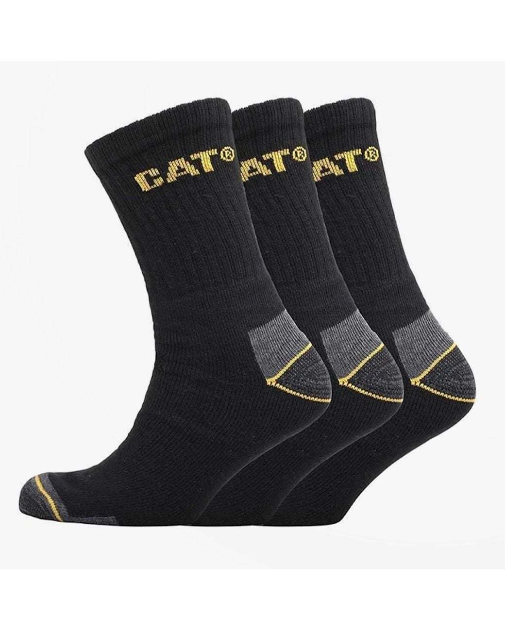 Caterpillar Black Crew 3 Pack Boot Socks Cotton for men