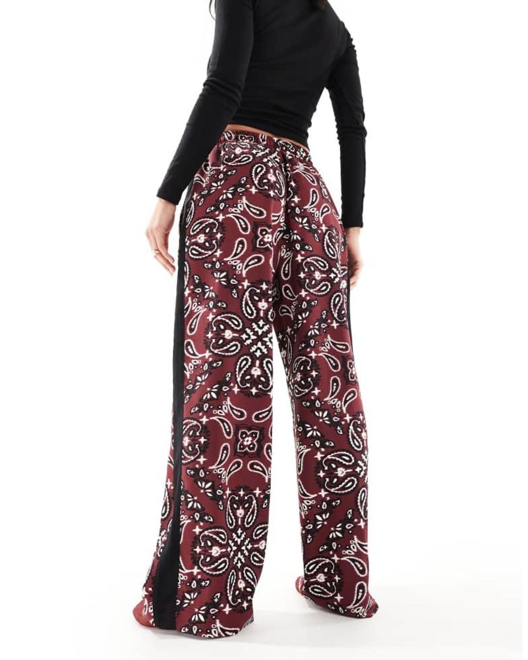 ASOS Red Pull On Trousers With Contrast Panel