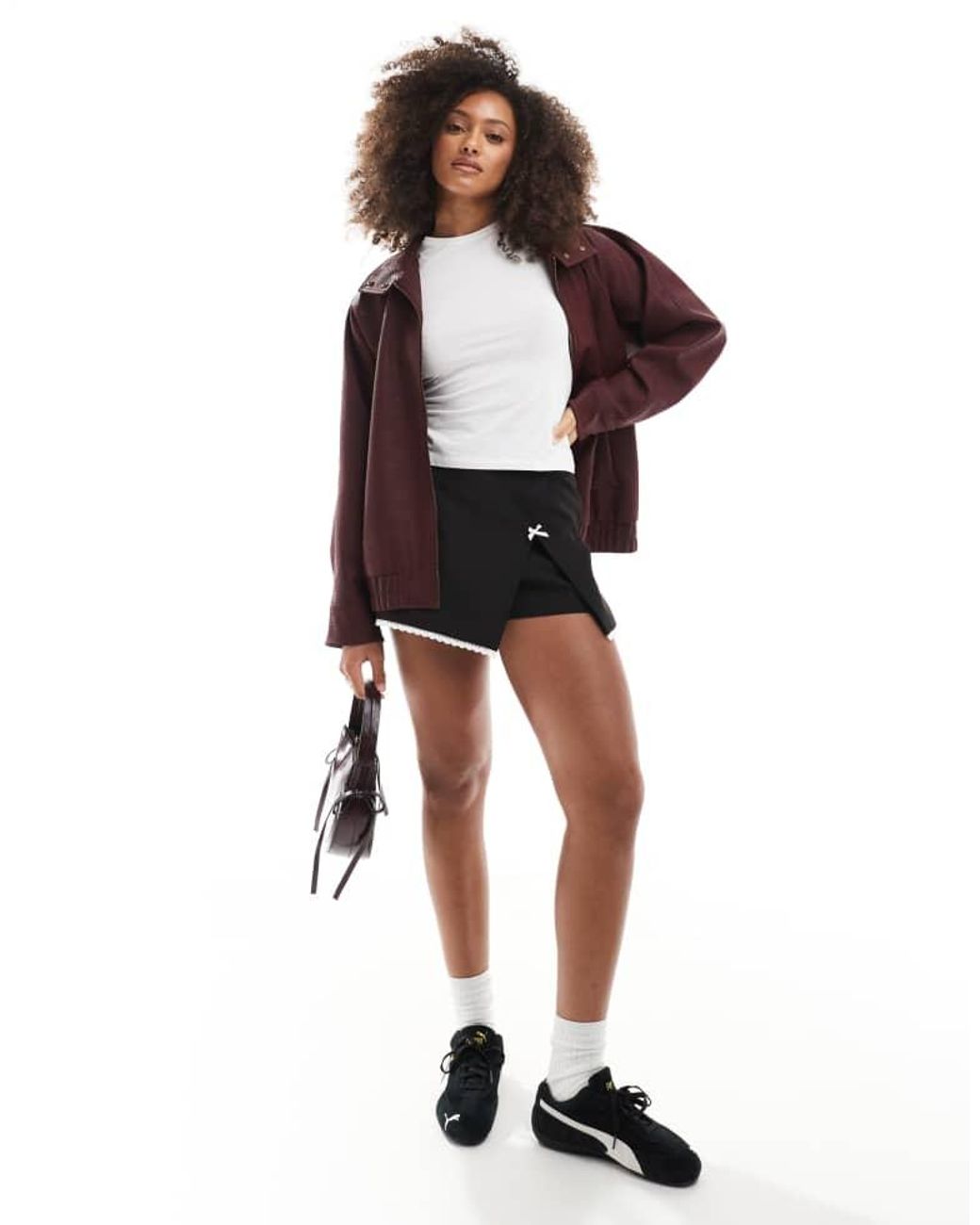 Miss Selfridge White Tailored Mini Skort With Bow