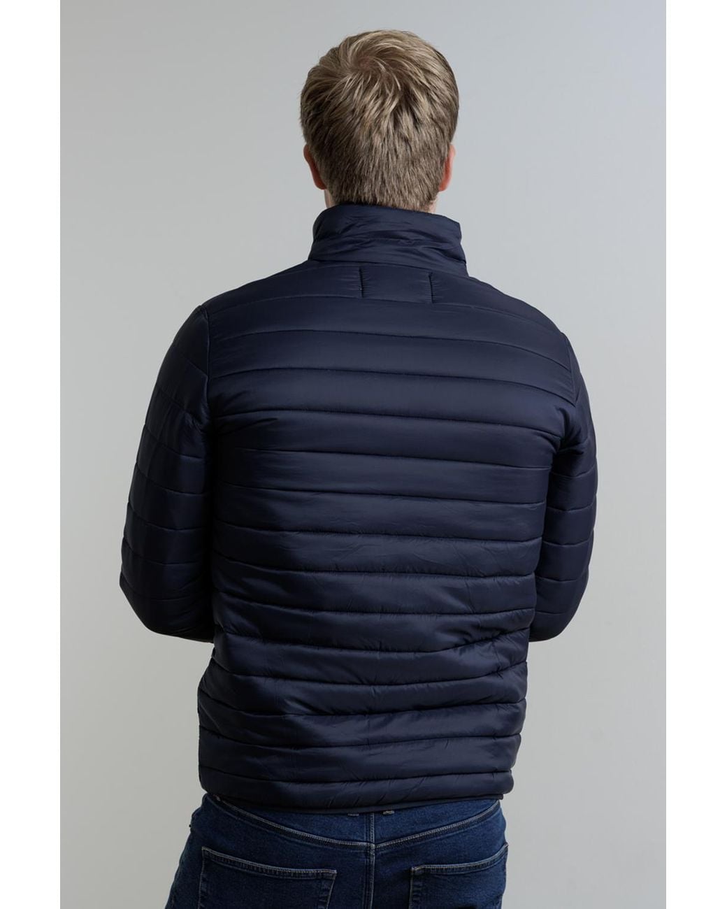 French Connection Blue Superlight Funnel Neck Puffer Jacket for men
