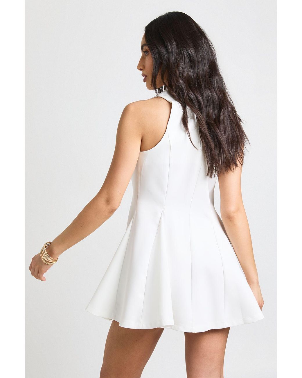 Boohoo White Fit & Flare Tailored Blazer Dress