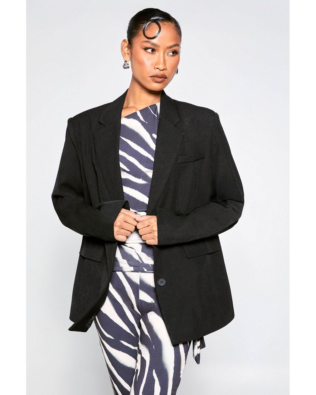 Boohoo Black Single Breasted Oversized Blazer