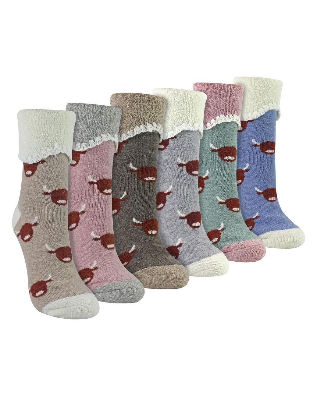 Sock Snob Multicolor 6 Pairs Ladies Thick Warm Wool Bed Socks