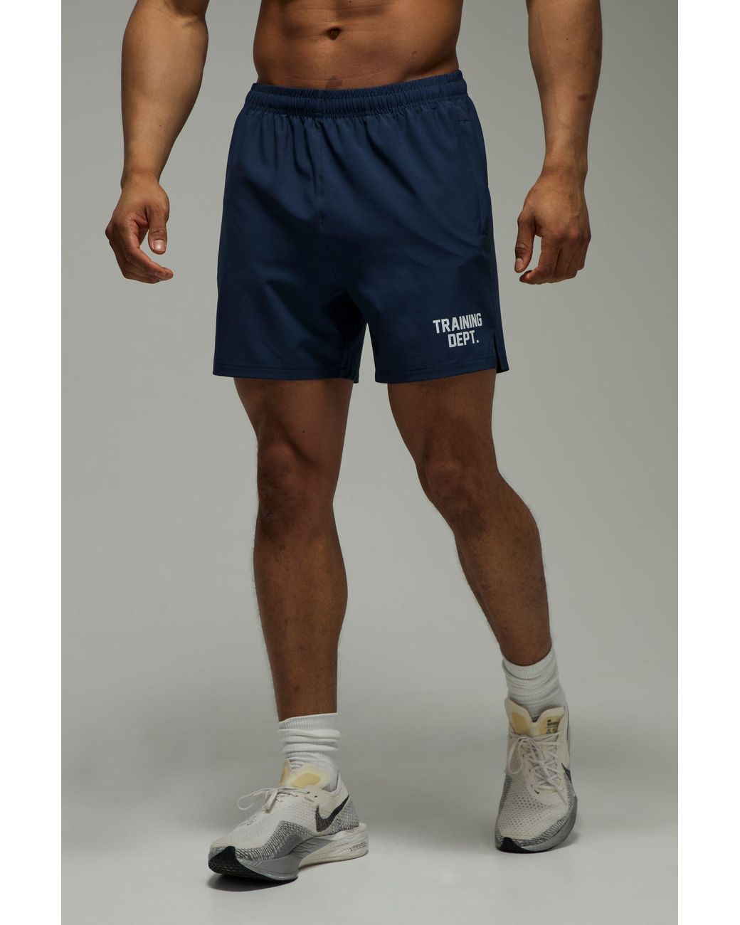 BoohooMAN Blue Training Dept Stretch Woven 5Inch Short for men