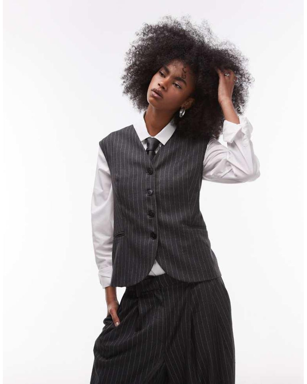 ASOS Black Tailored Built Up Neck Waistcoat