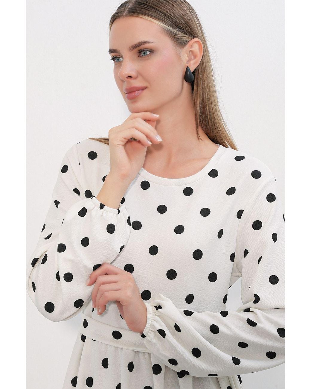 Bigdart White Floral Maxi Knit Dress With Bow Detail