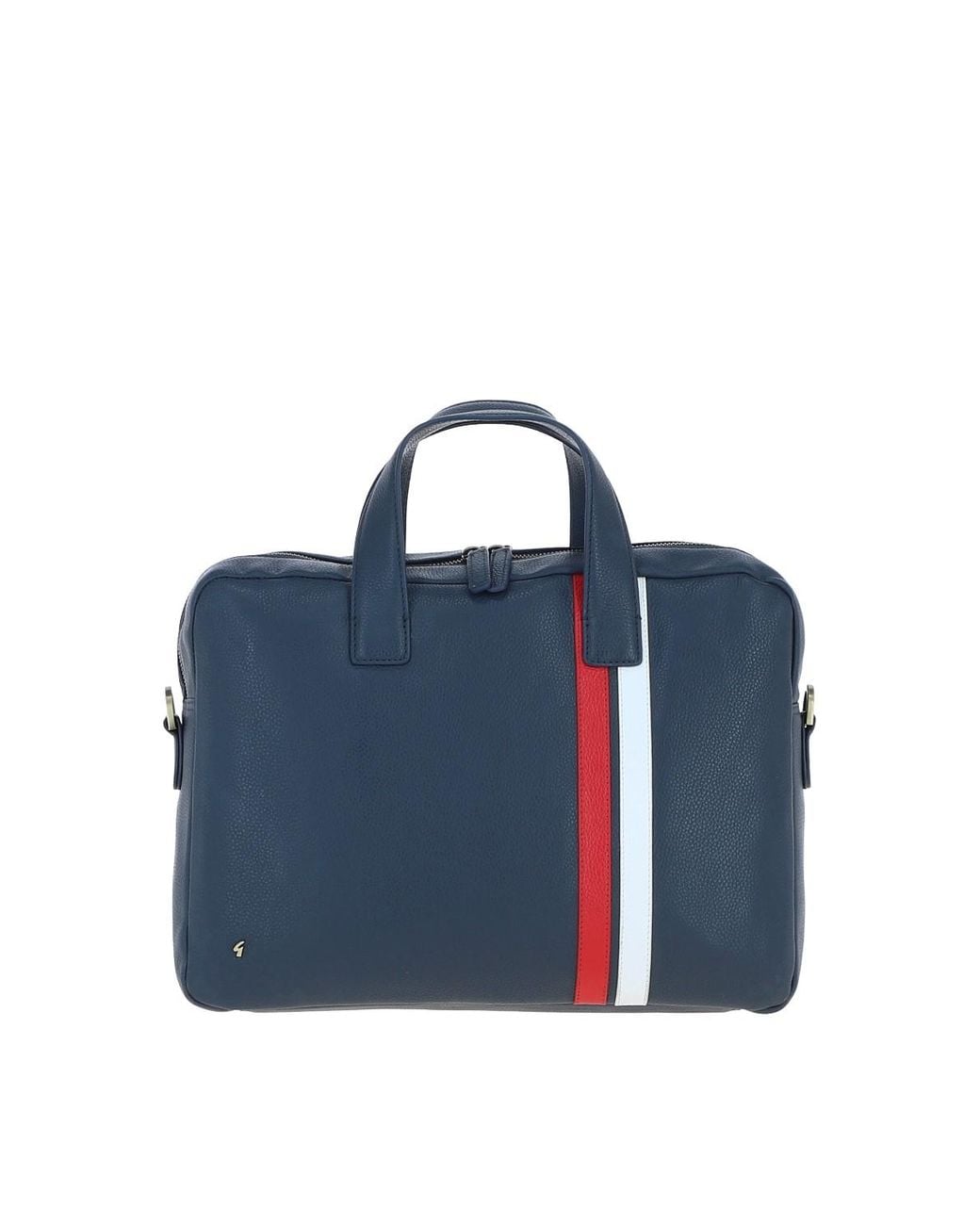 Gabicci Blue Real Leather Messenger Bag With Striped Front Detail for men