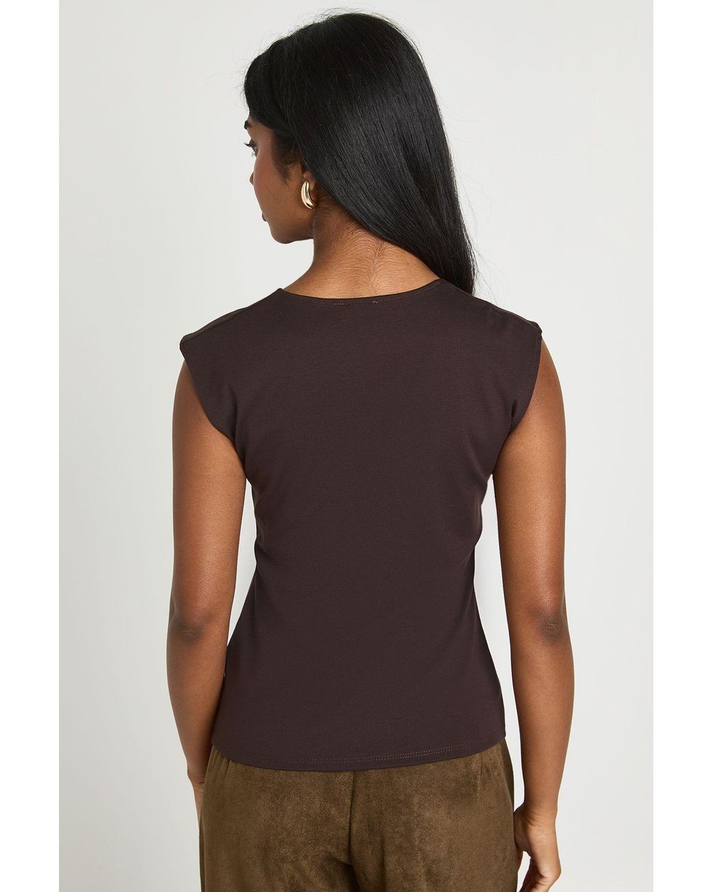 Boohoo Brown Premium Stretch Contour Plunge Corset Top