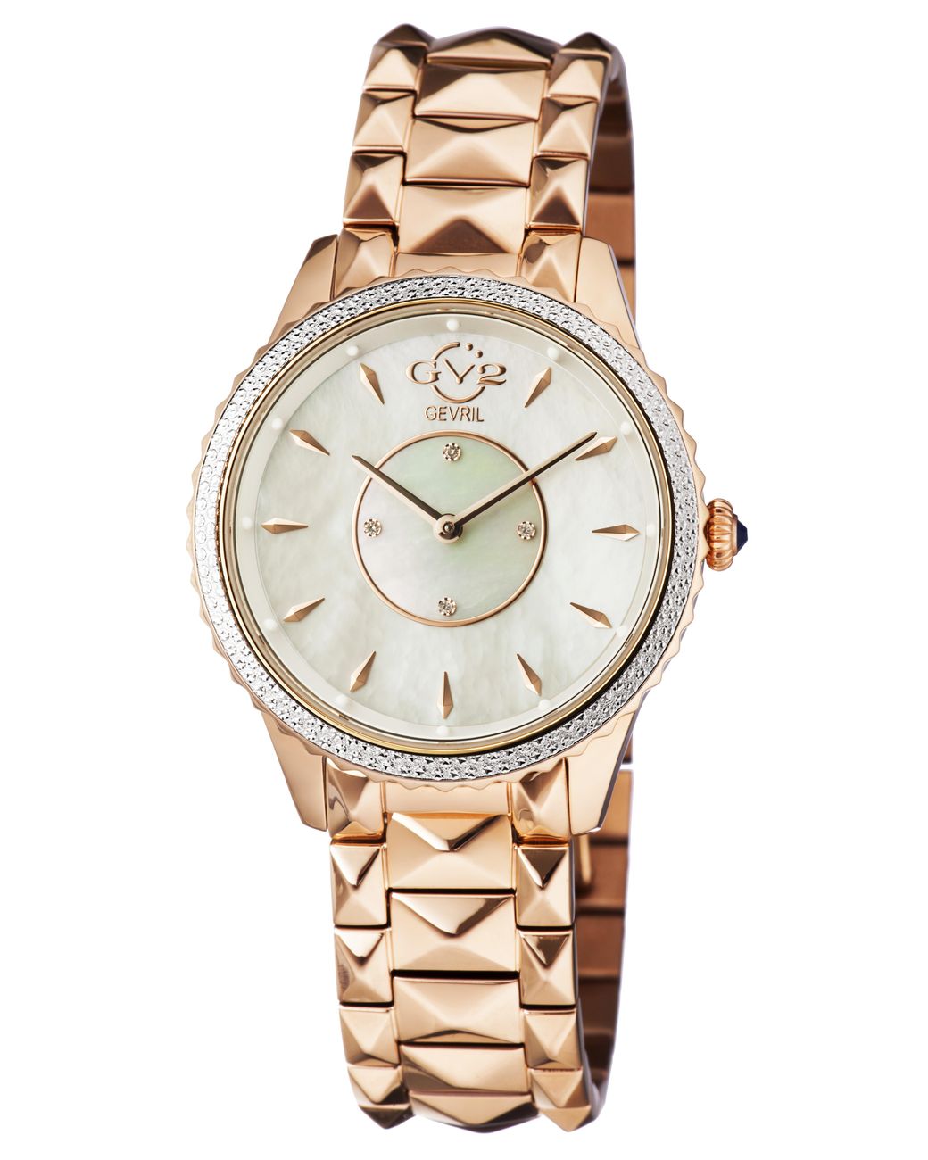 Gv2 Metallic Siena Mop Dial Swiss Quartz Diamonds Stainless Steel Watch