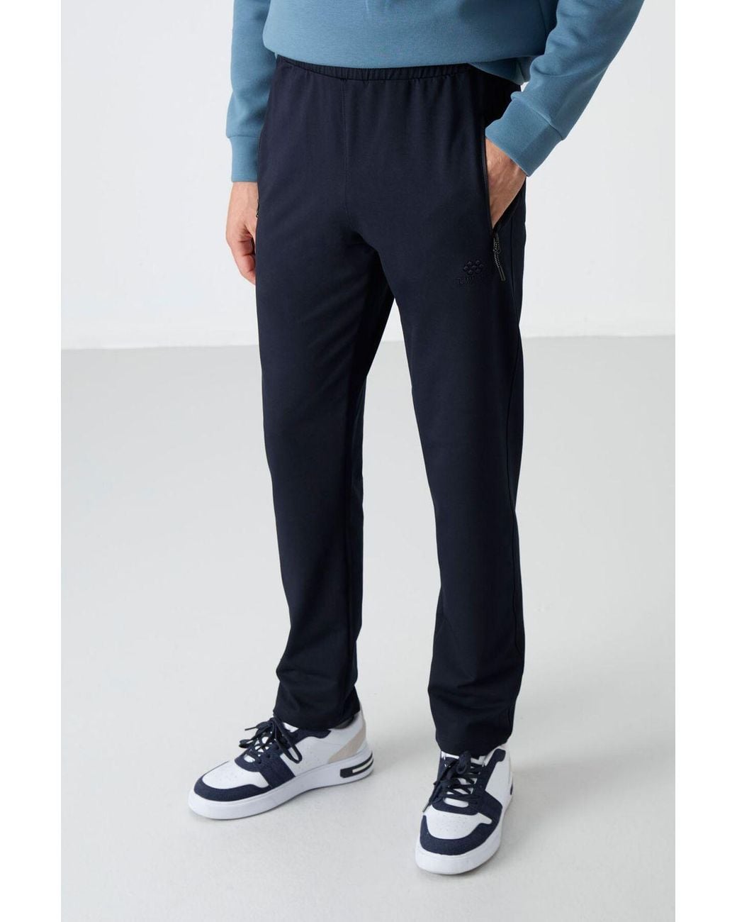 TOMMY LIFE Blue Regular Fit Straight-Leg Sweatpants for men