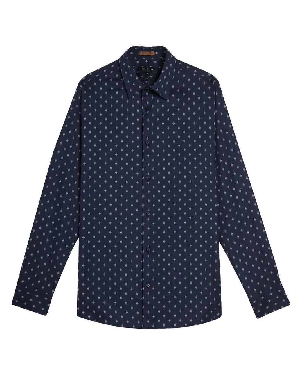 Ted Baker Blue Area Geometric Print Shirt Cotton for men