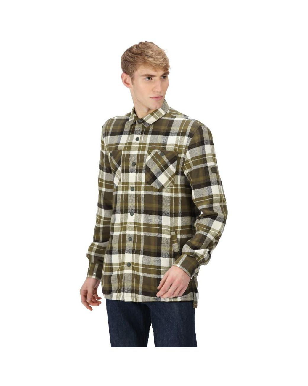 Regatta Green Thamos Organic Cotton Check Long Sleeve Shirt for men
