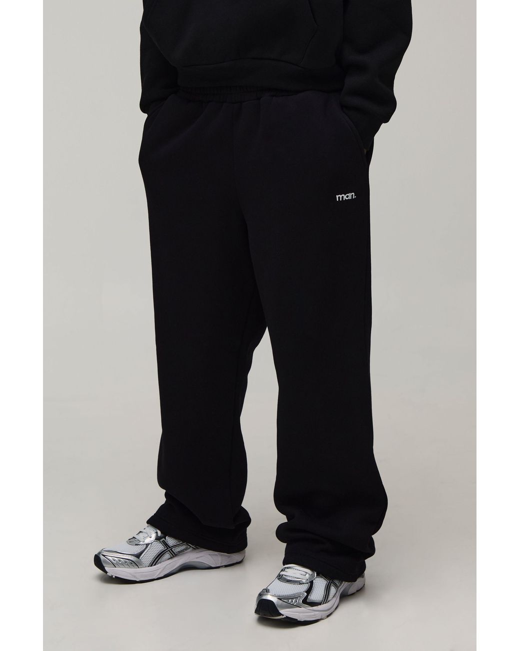 BoohooMAN Black Straight Fit Dot Embroidered Jogger for men