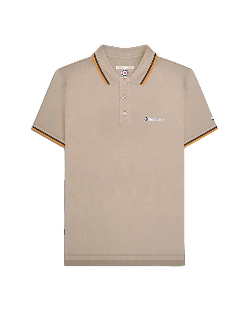 Lambretta Green Triple Tipped Polo Shirt (Cashew/ /Apricot) for men