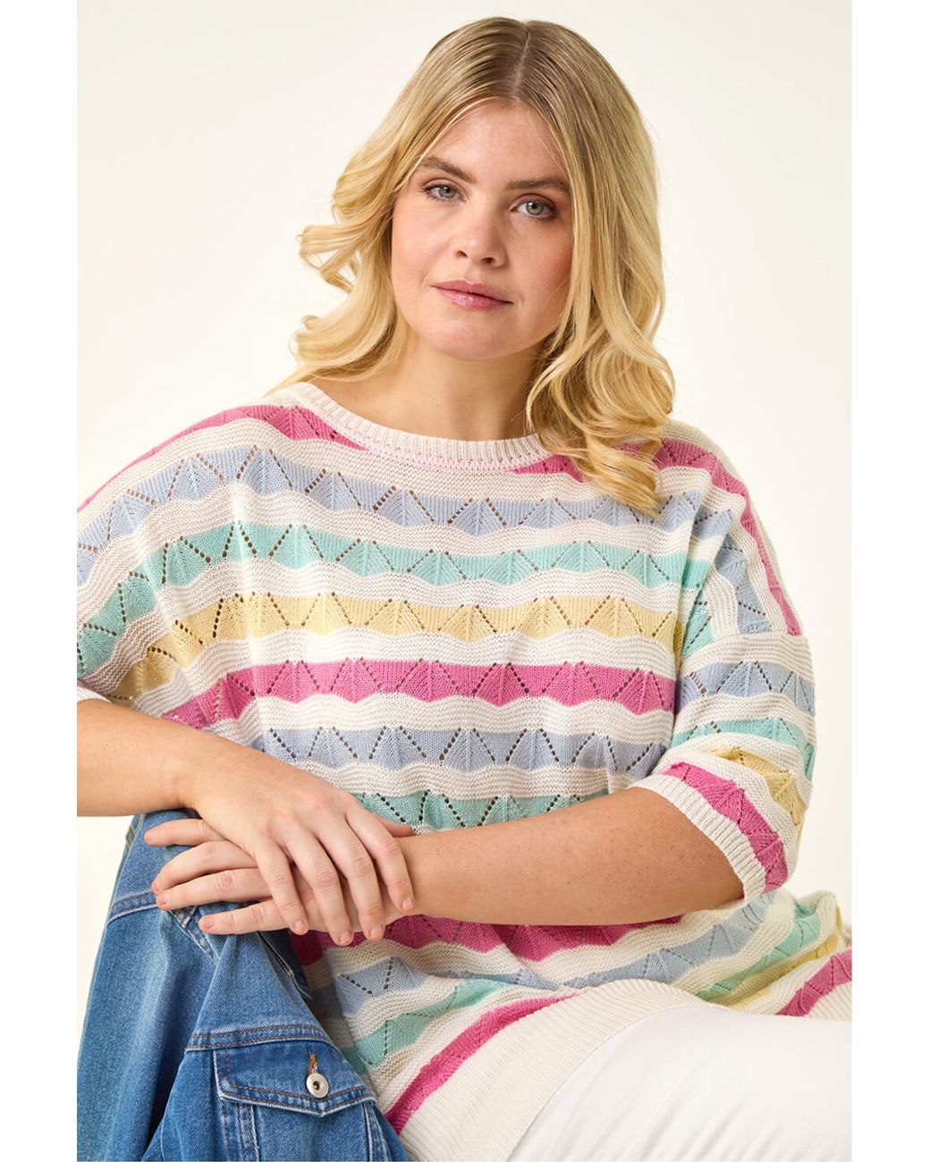 Roman Gray Curve Wave Stripe Jumper