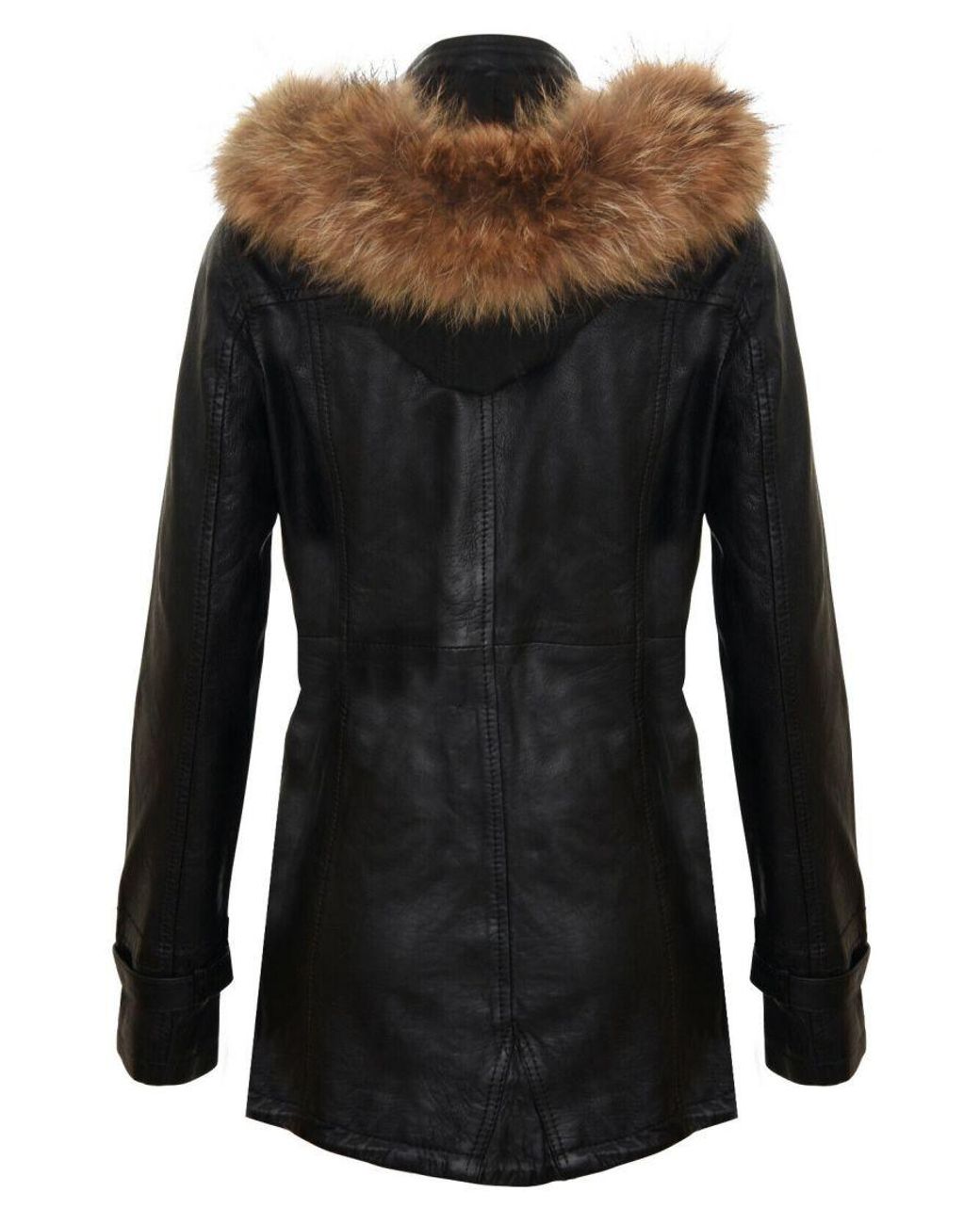 Infinity Leather Black Warm Hooded Parka Jacket-Northwich