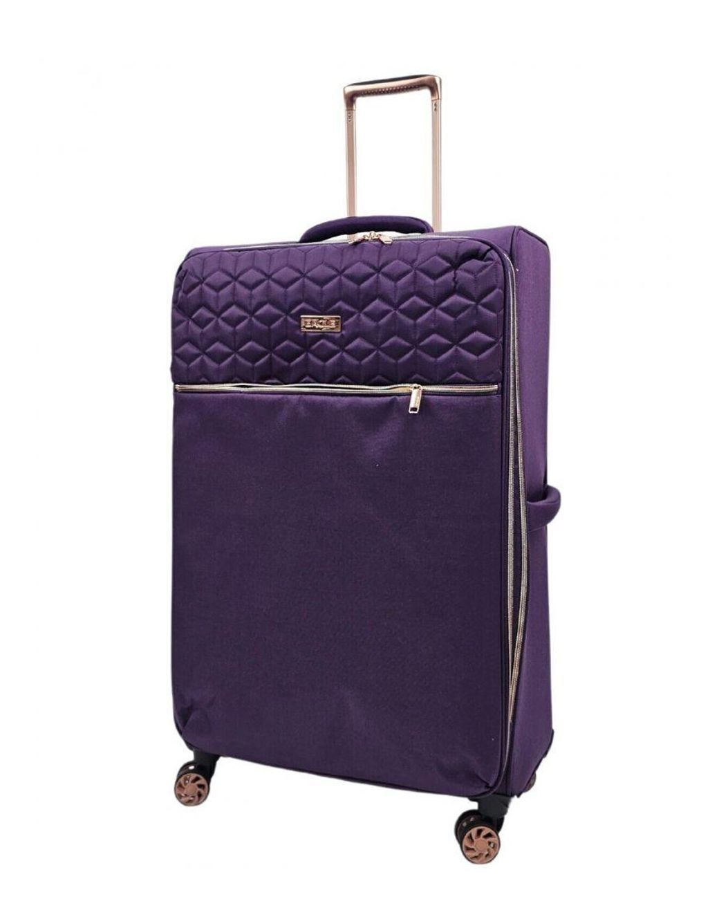 Infinity Leather Purple Cabin Suitcases 4 Wheel Luggage Travel Lightweight Bags