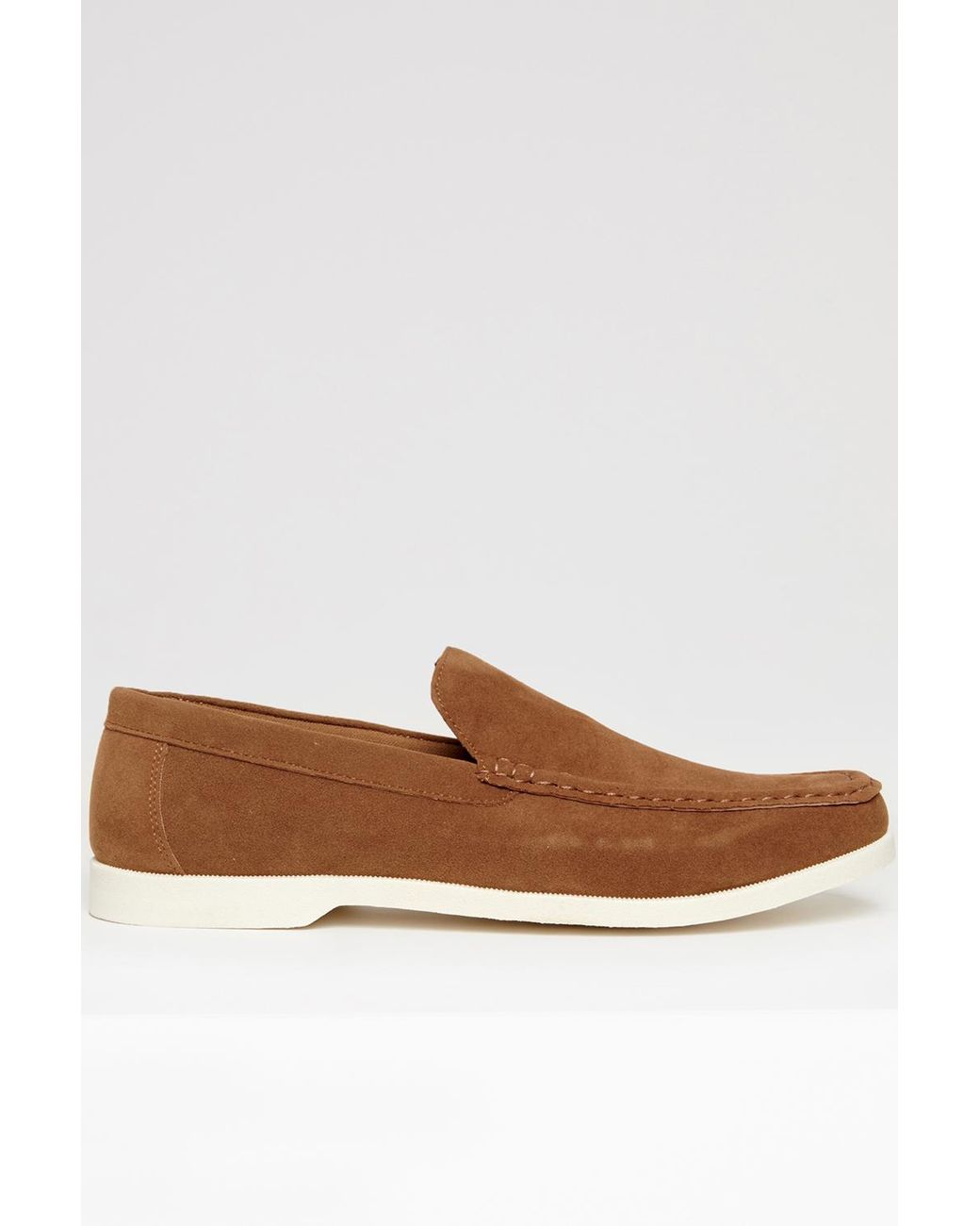 Threadbare Brown Faux Suede Slip On Loafers for men