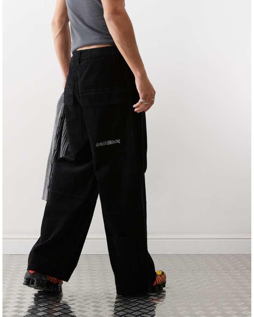 Collusion Black Cord Skater Trousers for men