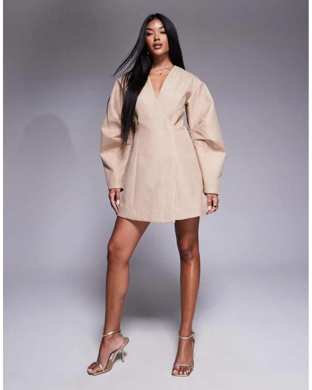 ASOS Natural Volume Sleeve Structured Blazer Mini Dress