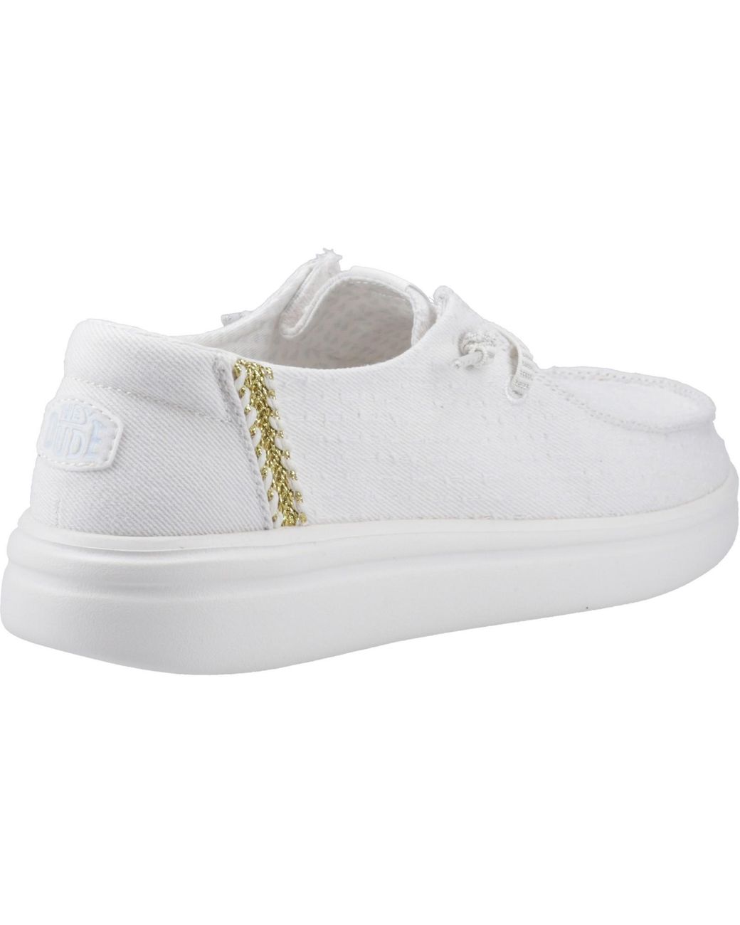 HeyDude White Wendy Rise Perf Canvas Slip On Ladies Shoes