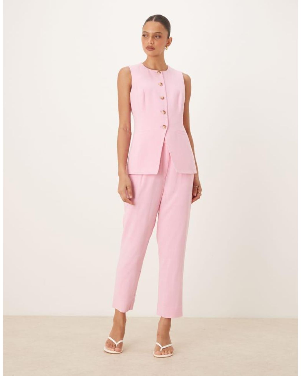 Nobody's Child Pink Long Line Crew Waistcoat Co-Ord
