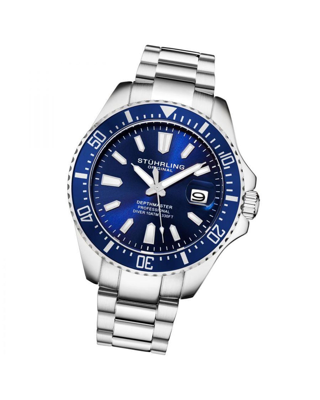 Stuhrling Blue Depthmaster Quartz 42Mm for men