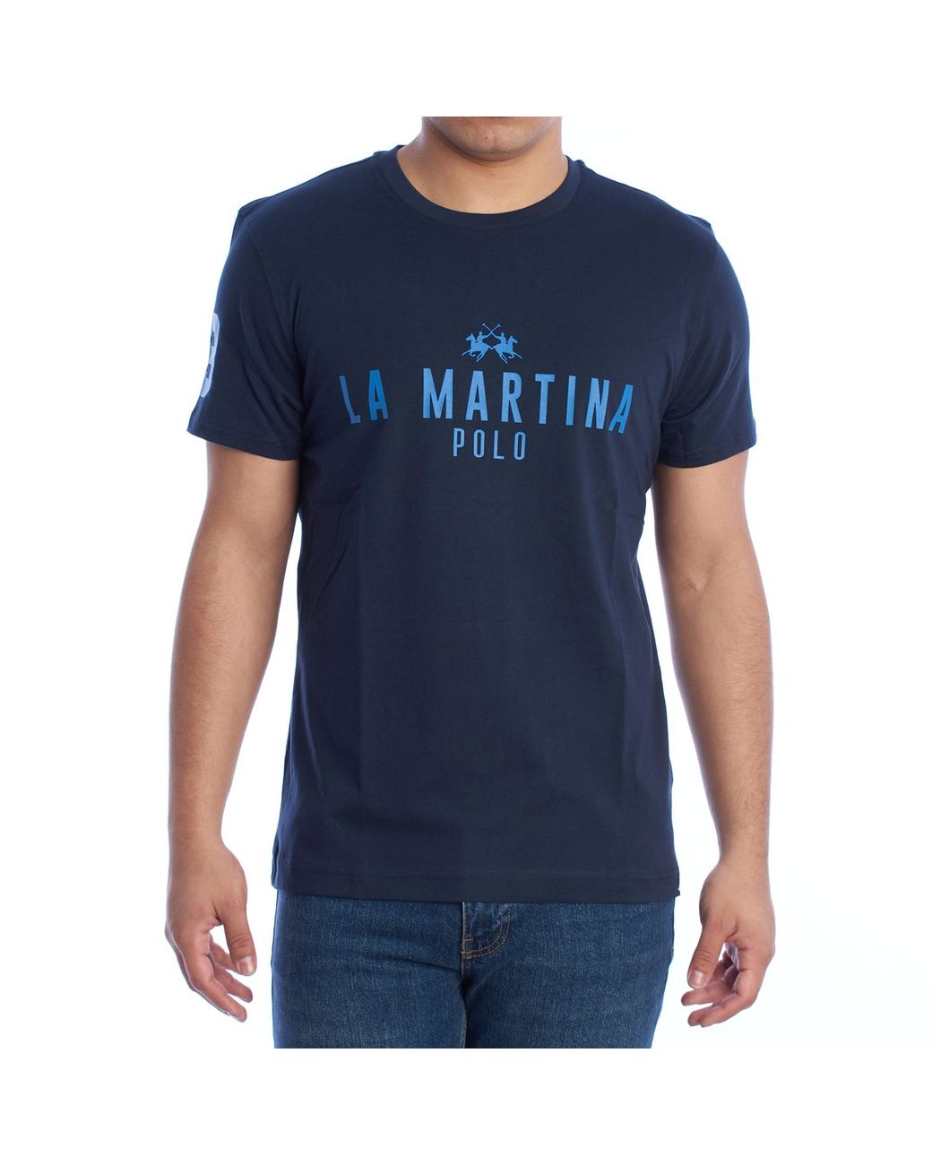 La Martina Blue Ymr322-Js206 Regular Fit Short Sleeve T-Shirt for men