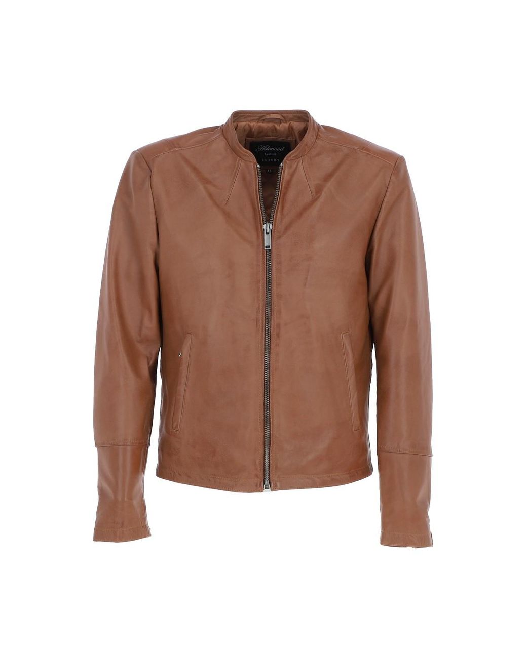 Ashwood Leather Brown 'Fons' Slim Fit Biker Jacket for men