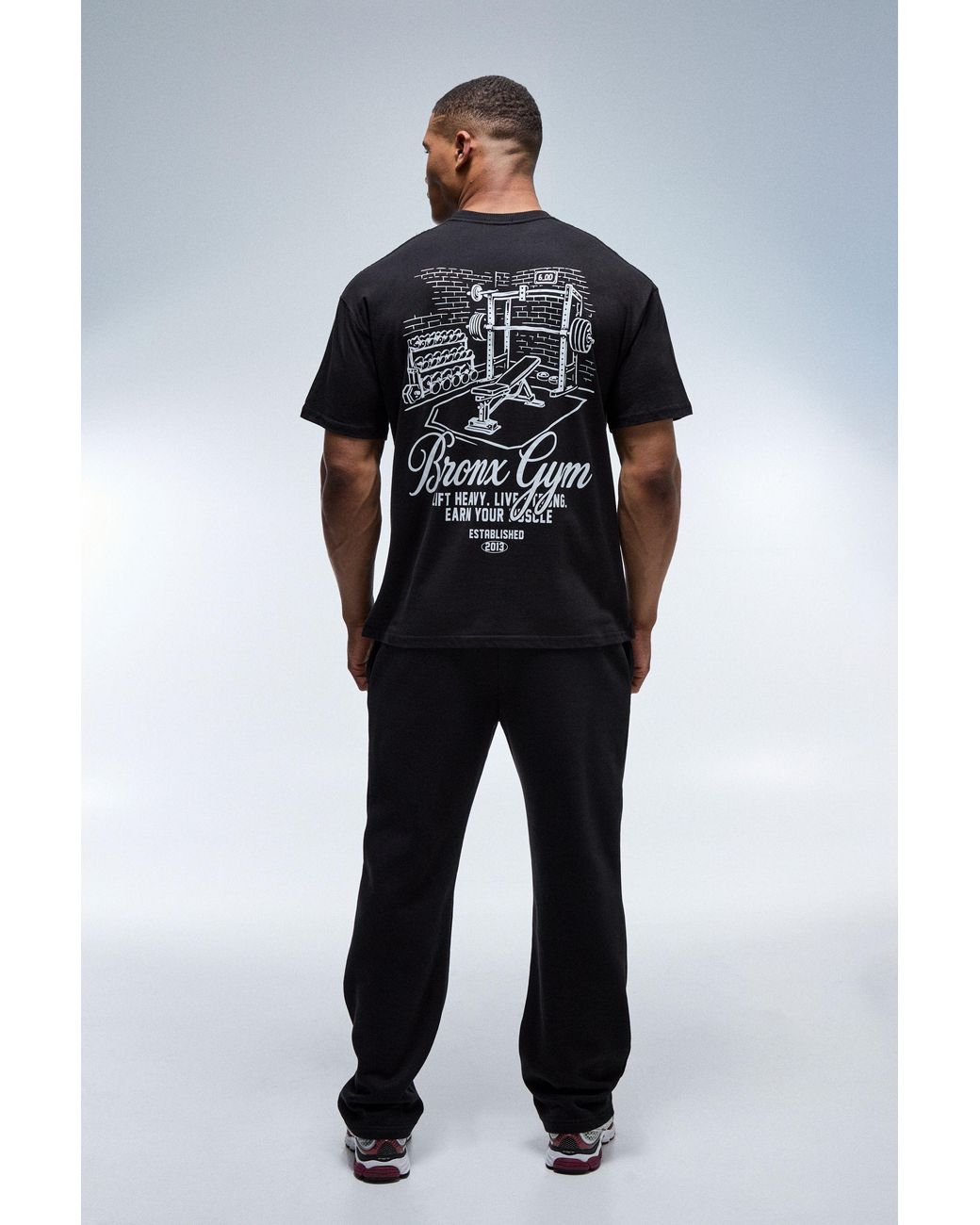 BoohooMAN Gray Active Bronx Gym Oversized T-Shirt for men