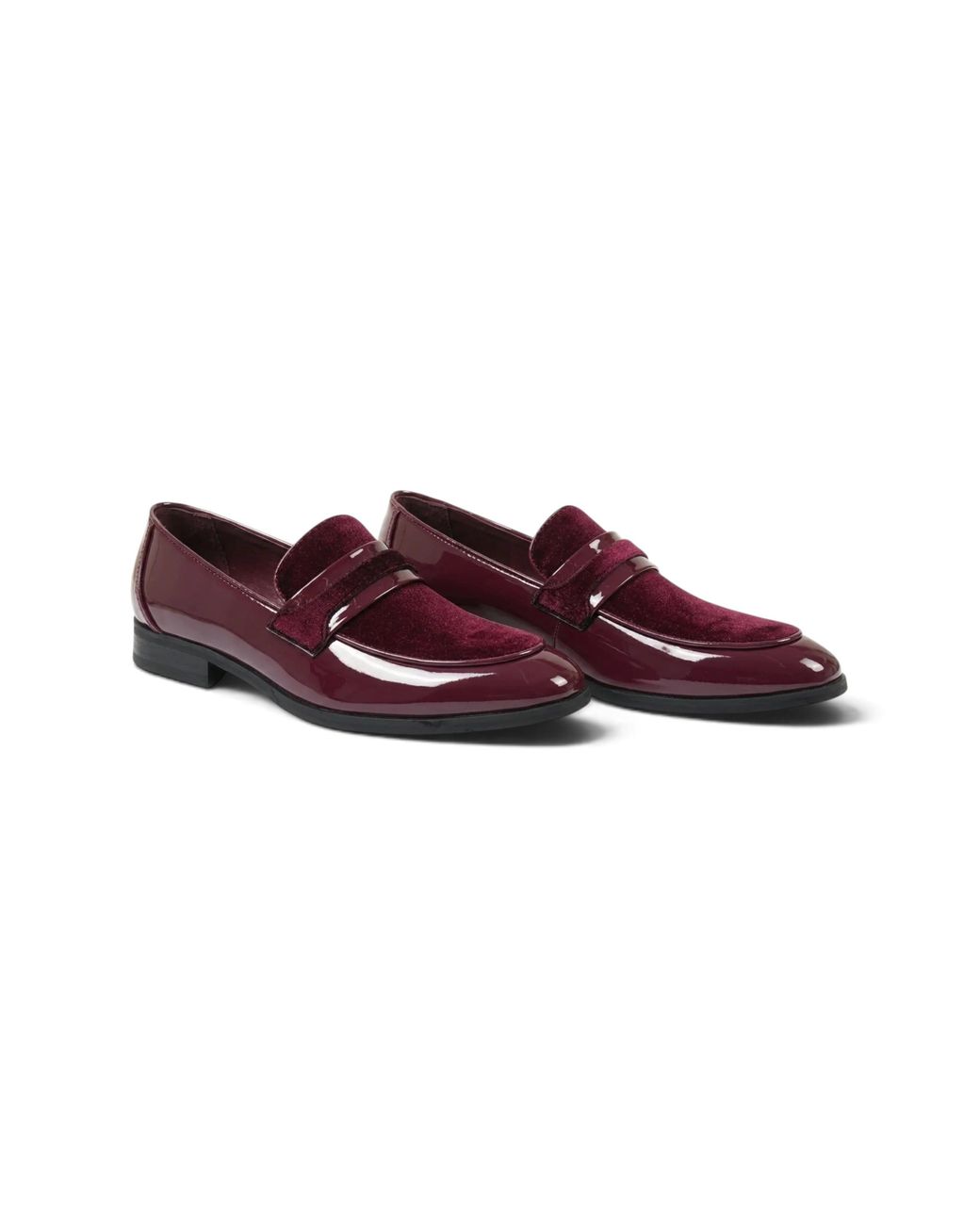 Infinity Leather Purple Slip-On Fuax Velvet Detailed Patent Loafers for men