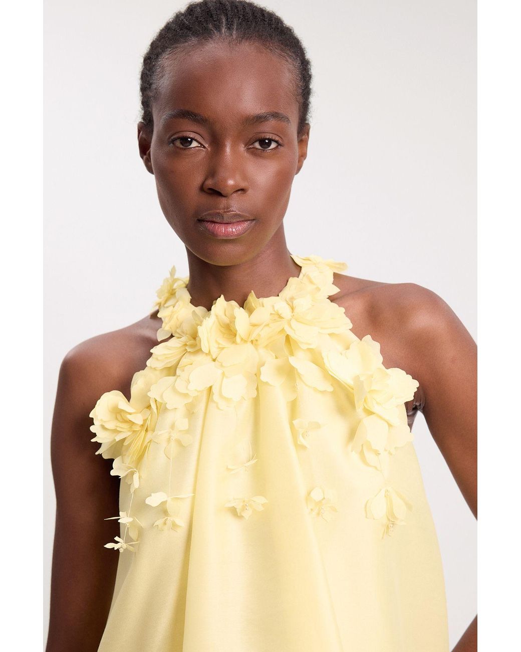 Karen Millen Natural Floral Applique Woven Halter Blouse
