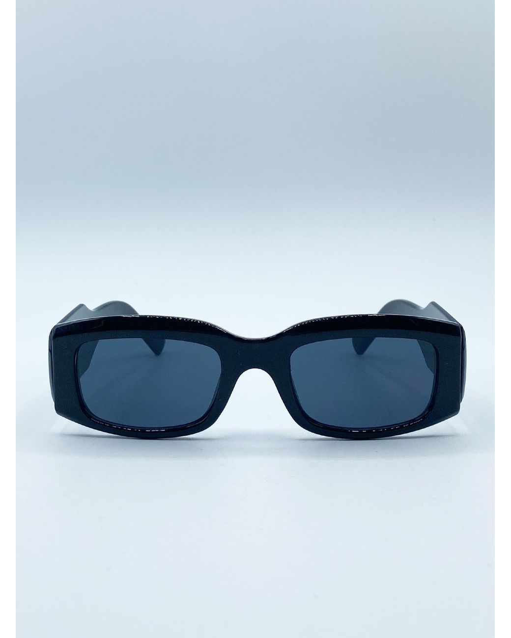 SVNX Blue Chunky Rectangle Sunglasses With Extra Wide Arms