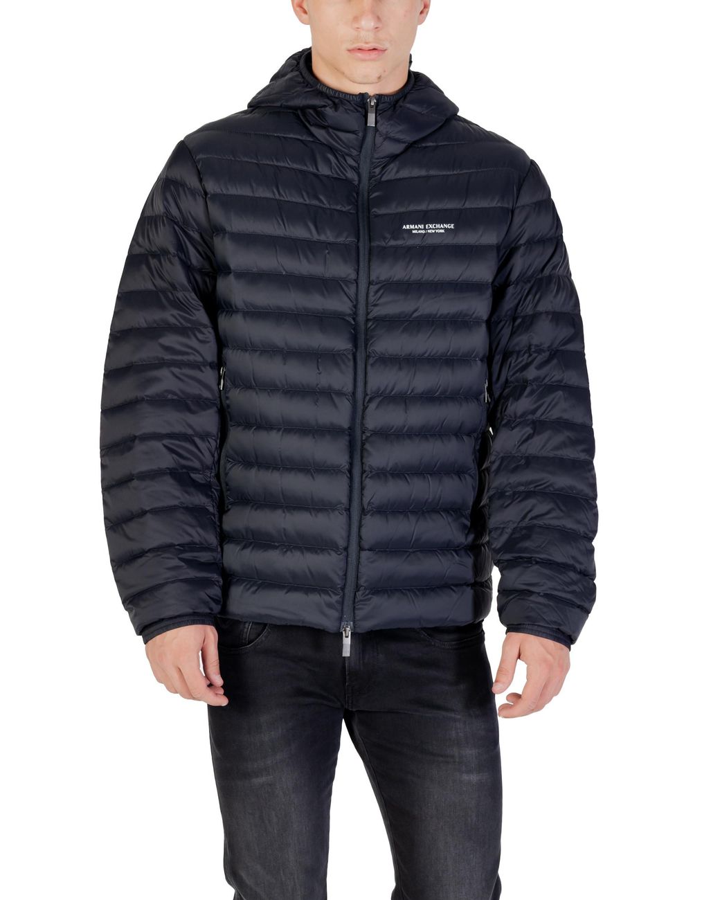 ARMANI EXCHANGE Blue Padded Hooded Jacket for men