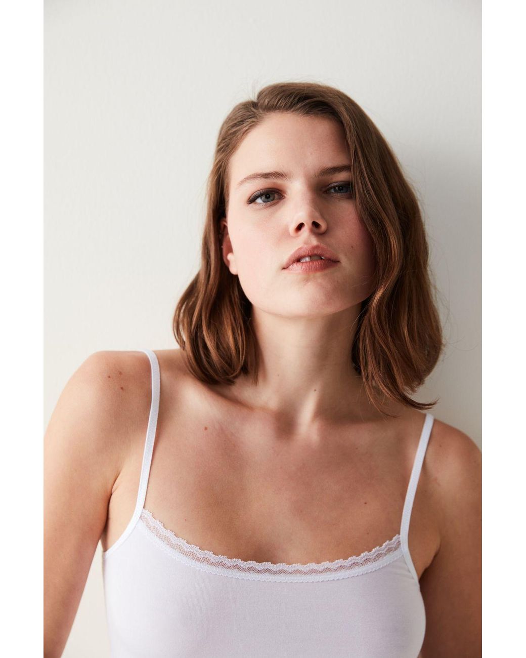 Penti White Lace-Trim Modal Camisole